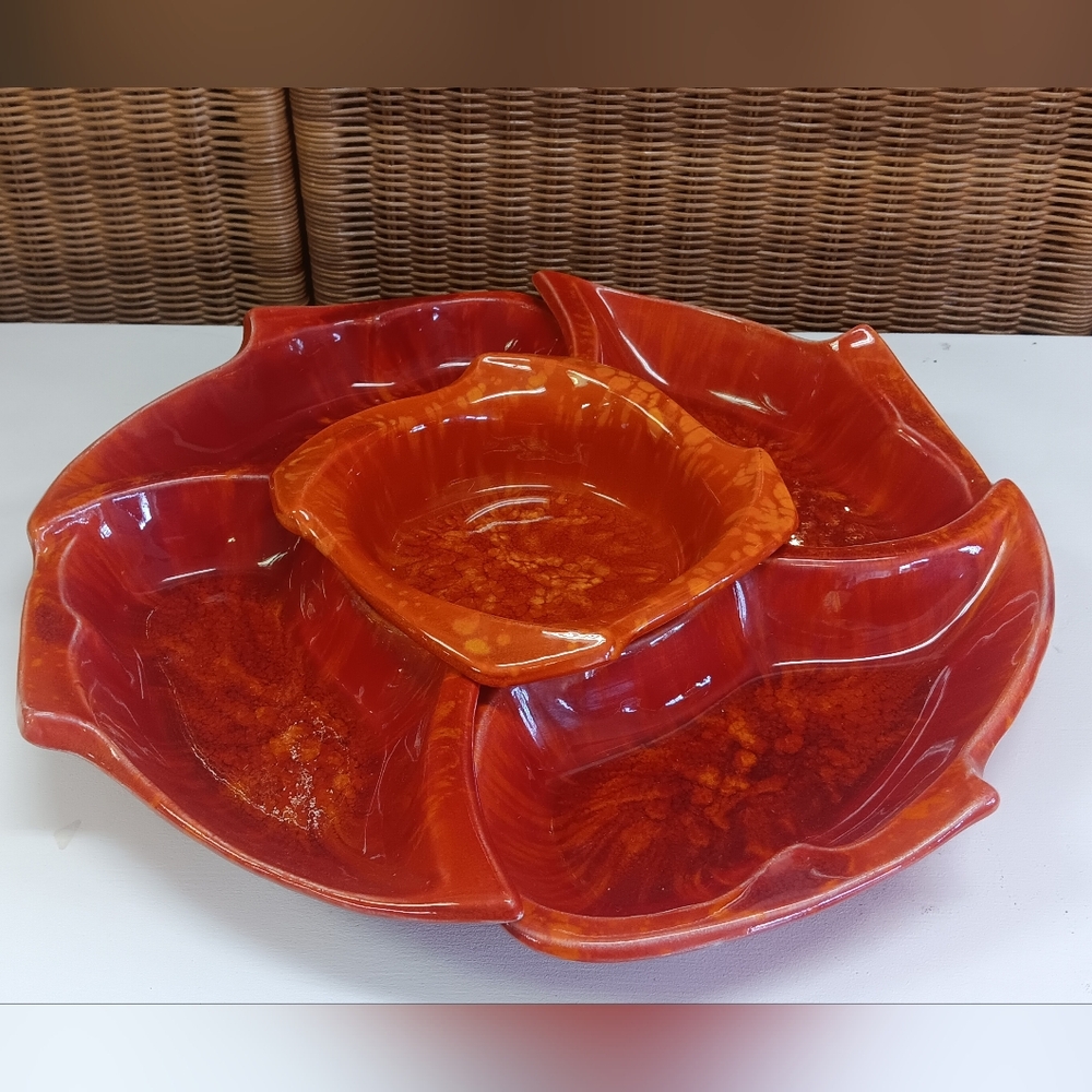 Vibrant Fiery MCM Ceramic Serving Platter